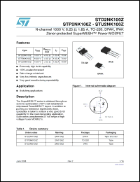 Click here to download STU2NK100Z Datasheet