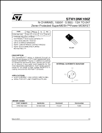 Click here to download STW13NK100Z Datasheet
