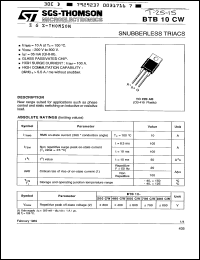 Click here to download BTB10-200CW Datasheet