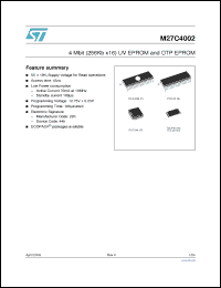 Click here to download M27C4002-70XN6TR Datasheet