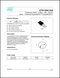 Click here to download STW13NK100Z_06 Datasheet
