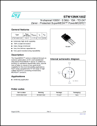 Click here to download W13NK100Z Datasheet