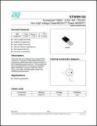 Click here to download STW9N150 Datasheet
