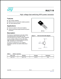 Click here to download BULT118_08 Datasheet