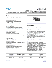 Click here to download LIS302DLHTR Datasheet