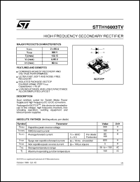 Click here to download STTH16003TV1 Datasheet