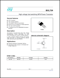 Click here to download BUL704 Datasheet