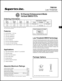 Click here to download TN0104N8 Datasheet