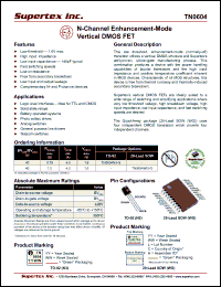 Click here to download TN0604N3-G Datasheet