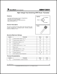 Click here to download SBN13001 Datasheet