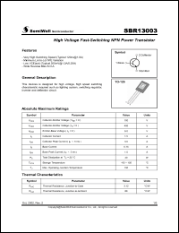 Click here to download SBR13003 Datasheet