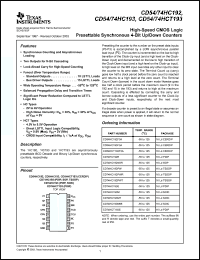 Click here to download CD54HC192 Datasheet