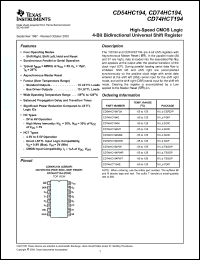 Click here to download CD74HC194MT Datasheet