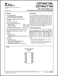Click here to download CD74HCT194 Datasheet