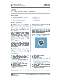 Click here to download CC2400RTC Datasheet