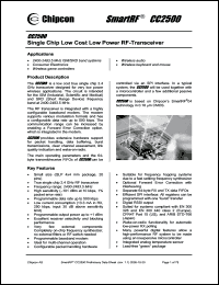 Click here to download CC2500-RTR1 Datasheet