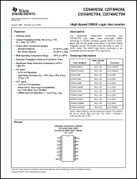 Click here to download CD74HC04EE4 Datasheet