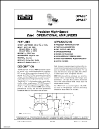 Click here to download OPA627AU/2K5E4 Datasheet