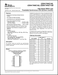 Click here to download CD74HC192PWG4 Datasheet