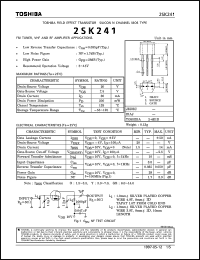 Toshiba 2SK241 Series Datasheets. 2SK2417, 2SK241, 2SK241Y