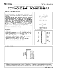 Click here to download TC74HC4028AP Datasheet