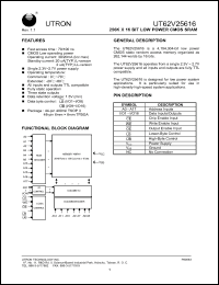 Click here to download UT62V25616MC-70LL Datasheet