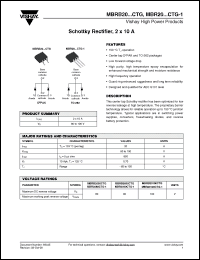 Click here to download MBR2090CTG-1TRL Datasheet