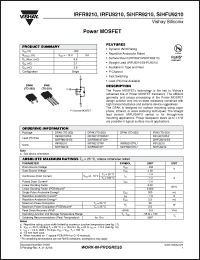 Click here to download SIHFR9210T-E3 Datasheet