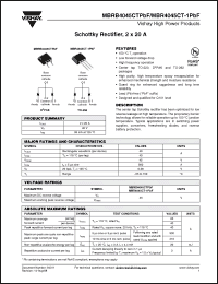 Click here to download MBRB4045CTTRLPBF Datasheet