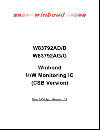 Click here to download W83792AG Datasheet