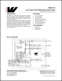 Click here to download WM9701ACFT/V Datasheet