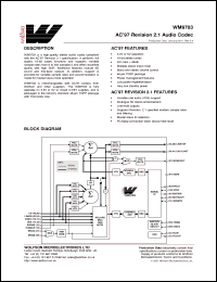 Click here to download WM9703CFT/V Datasheet