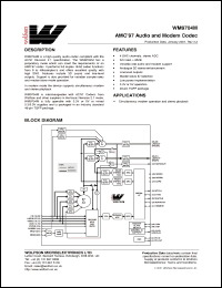 Click here to download WM9704CFT/V Datasheet