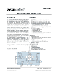 Click here to download WM8510GEDS/RV Datasheet