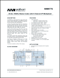 Click here to download WM8776EFT Datasheet