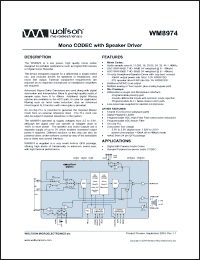 Click here to download WM8974GEFL/RV Datasheet