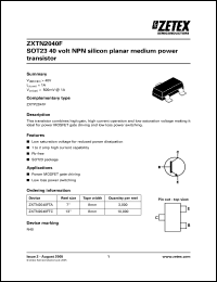 Click here to download ZXTN2040F Datasheet