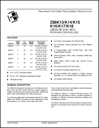 Click here to download Z86K1605PSC Datasheet