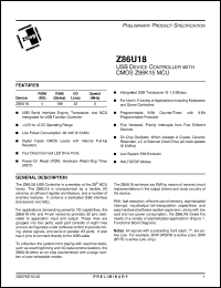 Click here to download Z86U18 Datasheet