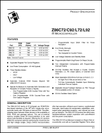 Click here to download Z86C92 Datasheet