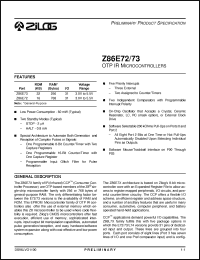 Click here to download Z86E7316PSC Datasheet