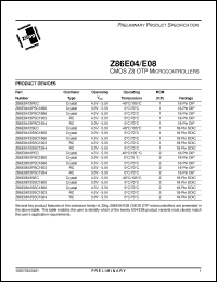 Click here to download Z86E0412SSC1860 Datasheet
