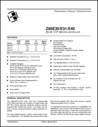 Click here to download Z86E3016KSE Datasheet