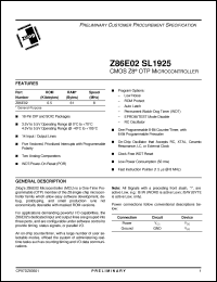 Click here to download Z86E0208SSCSL1925 Datasheet