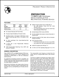 Click here to download Z8E520 Datasheet
