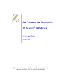 Click here to download Z8F3221AN020SC Datasheet