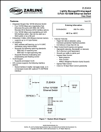 Click here to download ZL50404 Datasheet