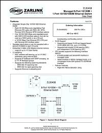 Click here to download ZL50408 Datasheet